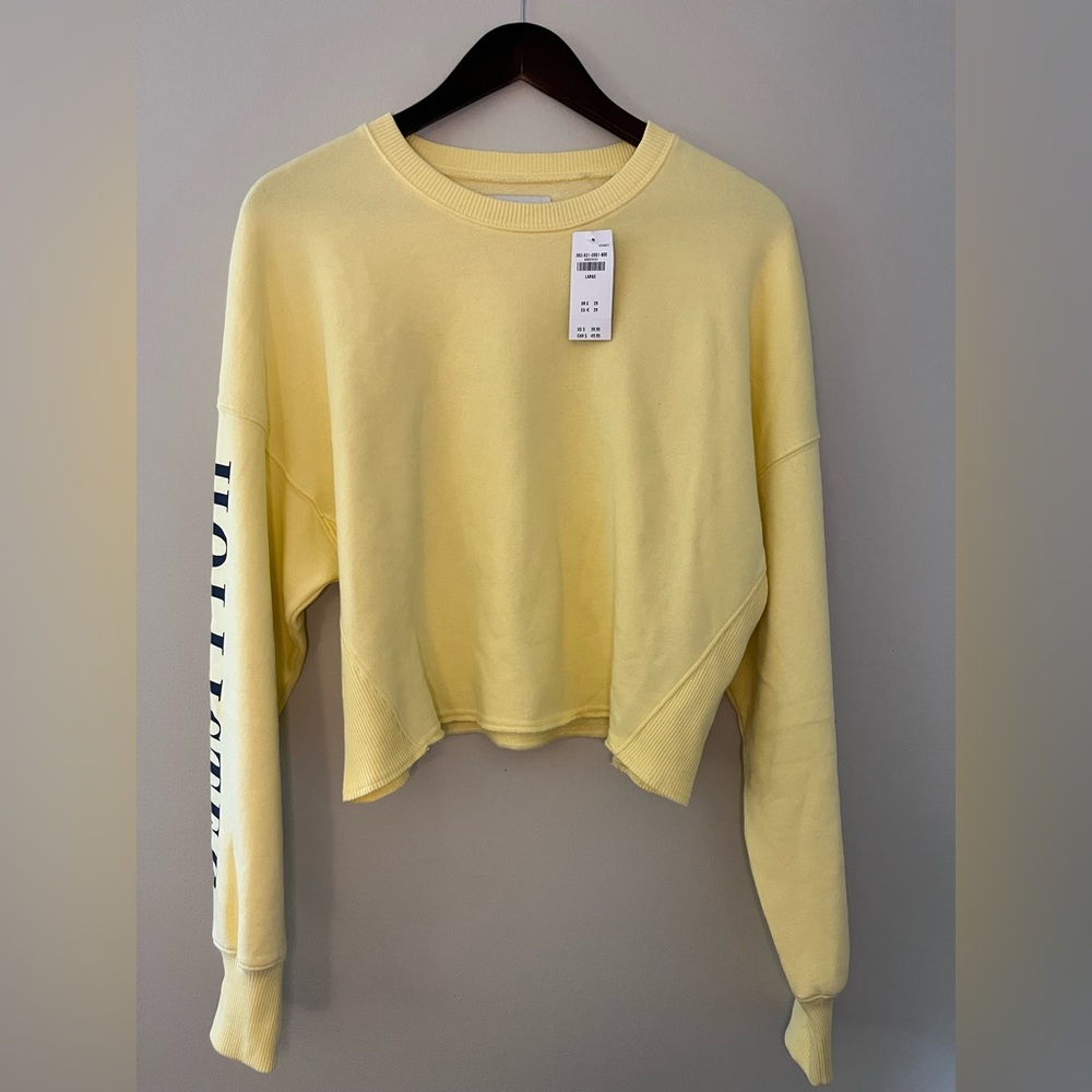 NWT Hollister Women's Bright Yellow Cropped Pullover